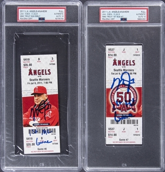 Mike Trout Signed Tickets (Debut-Game and 1st Hit Game) Pair (2 Different) (PSA/DNA & MLB Authenticated)